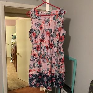 Lavender and Navy Blue Floral Dress